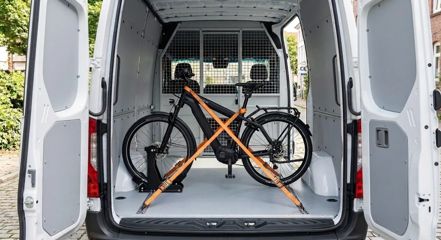 E-Bike-Transport in Hamburg: E-Bike gesichert im TRUXI Sprinter